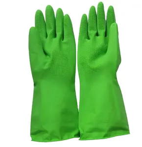 55g gants en latex vert doublés de coton, nettoyage de la cuisine, cuisine, étanches, gants en caoutchouc latex pour la maison