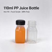 Bouteilles en plastique de 3,7 oz avec bouchons à vis pour liquides, jus, shots bien-être - Bouteilles de shots de gingembre avec couvercles noirs inviolables