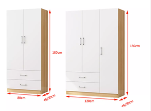 خزانة ملابس معدنية حديثة مخصصة بلون خشبي لغرفة النوم، خزانة تخزين بثلاثة أبواب - Product Image 3