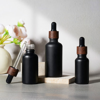 Flacons Compte-gouttes Rechargeables en Verre Ambré 30ml 50ml 100ml, Vides, pour Huiles Essentielles et Sérums, avec Bouchons en Plastique Aspect Bois Foncé