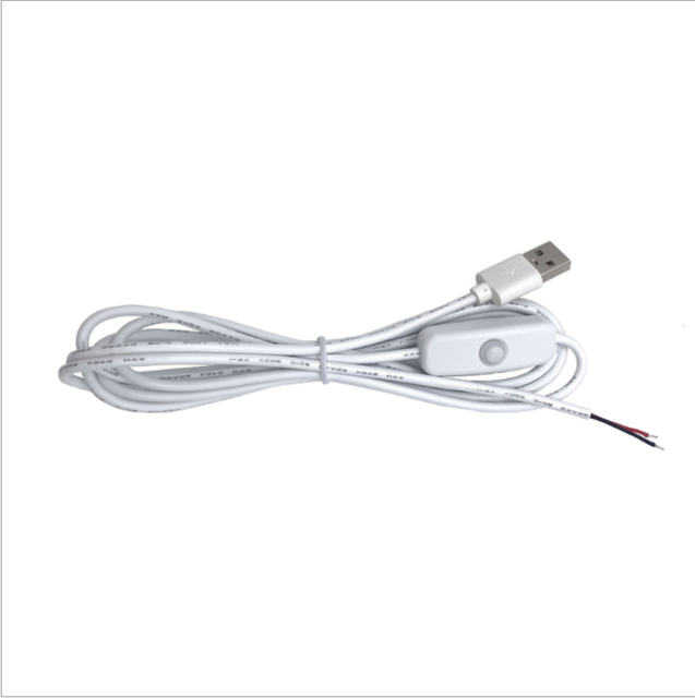 Kebaolong White 1m Usb a Open Male With Button Switch Cord to 2 Pin 5v Charging 501 Switch Power Cable