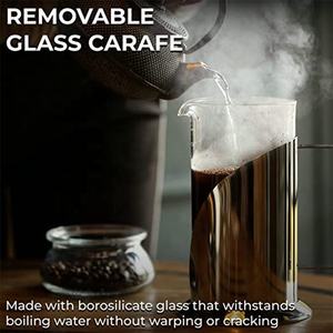 Presse française à 4 niveaux de Filtration, boîtier en acier inoxydable intuitif, <span class=keywords><strong>Carafe</strong></span> à café de 34 Oz, presse française - Product Image 3