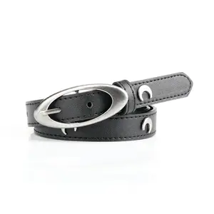 New Crescent Antique Silver Buckle Belt Punk Style Fashion Personality Stars Belt Decorated Jeans For Women