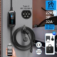 Stations de recharge portables EVSOW 9,6 kW pour véhicules électriques NACS, chargeur intelligent avec application, carte RFID, station de recharge EV