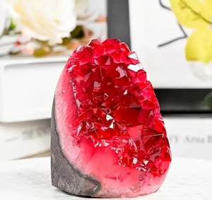 Bol chantant en cristal rouge vin profond de 200-700g avec cluster de géodes rouges vin et duzy - Product Image 4
