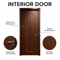 Portes intérieures modernes en bois cintrées, en placage de noyer, avec peinture composite imperméable, pour villas, hôtels, appartements et chambres.
