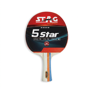 Raquette de tennis de table Stag Iconic 5 étoiles, poignée droite, bois pur, 5 couches, pagaie d'entraînement polyvalente - Product Image 1