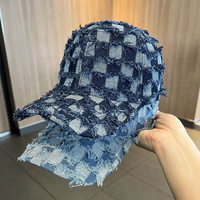 Gorra de béisbol a cuadros con estrellas, estilo vaquero desgastado, ajustable, informal, unisex, para streetwear, gorras de béisbol