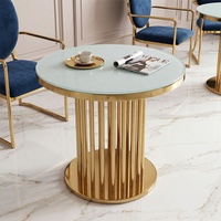 Tables de mariage en acier inoxydable doré durable avec plateau en verre miroir, mobilier d'hôtel moderne pour événements extérieurs - Vente en gros