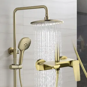 China Sanitary Wares Supplier Wholesale Bathroom Faucet Sanitary Ware Fitting Silvery Brass Rain Shower Column Set