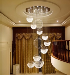 Plafoniera di lusso a sospensione lunga in argento personalizzabile lampadario in cristallo GU10 - Product Image 2