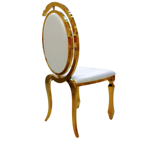 Chaise de mariage unique au design nouveau pour la décoration Chaises de luxe Mariage De avec pied en acier inoxydable doré et dos ovale en forme de C - Product Image 4