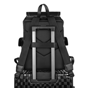 Cross Border Unisex Laptop <b>Backpack</b> Large Capacity PU Plaid Design Breathable Detachable Strap Leisure Travel Spring 2026 - Product Image 4