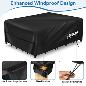 Funda Protectora <span class=keywords><strong>para</strong></span> Sofá Seccional de Patio, Resistente a Desgarros, con Protección UV, Diseño con Cierre, Color Negro, <span class=keywords><strong>para</strong></span> Jardín, Patio Trasero, Exterior, Resistente a la Intemperie - Product Image 4