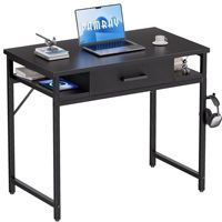 Bureau d'ordinateur compact de 32 pouces avec tiroirs pour chambre à coucher et petits espaces