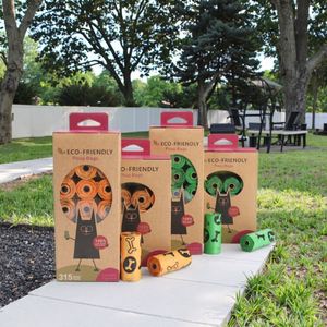 2026 Eco Friendly Customized Cornstarch Cartoon Style Mint Scent Tie Handle Odor Control Travel Waste Disposal <b>Dog</b> Poop Bags - Product Image 1