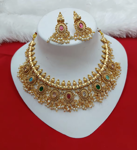 Comprar chapado en oro Cubic Zirconia tachonado & Beaded Jewelry Set con Prmium diseñado hecho a mano conjunto de joyas - Product Image 1