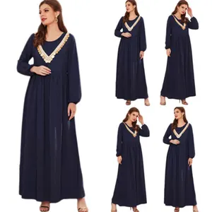 New fashion Sequins Long Dress Muslim Abaya Dubai Kaftan Islamic Jilbab Gown Arab Robe for women