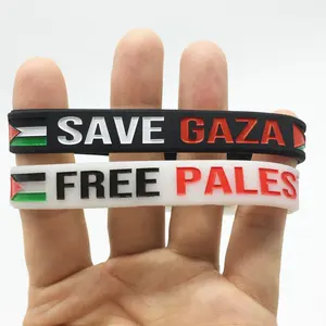 Brazalete de pulsera de silicona de goma con bandera palestina de gran oferta