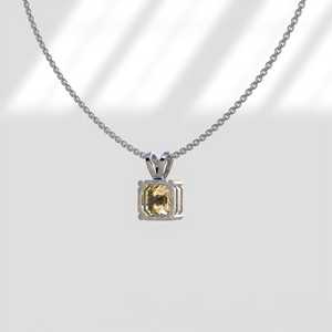 1CT Asscher Fancy Yellow Lab Grown Moissanite 18K Gold Plated IGI Certified Minimalist Pendant Women Bunny Ear Bale Party - Product Image 4
