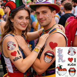 Parches Bordados Termoadhesivos con Diseño Festivo <span class=keywords><strong>de</strong></span> Carnaval, Dibujos Animados Lindos y Alegres en Rojo, Tatuajes Temporales <span class=keywords><strong>de</strong></span> Carnaval - Product Image 6