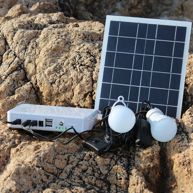 Srsolar 3.7v 4400mah Lithium Battery 16.28W Solar Power Bank 6V 5W Small Solar Panel System With 2 Solar Lights for House