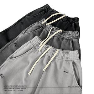 Personnalisé pour hommes 420 Gsm français coton éponge surdimensionné large jambe droite pantalon de survêtement délavé à l'acide <span class=keywords><strong>vintage</strong></span> déchiré détresse Baggy pantalon de survêtement - Product Image 2