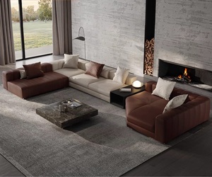 Italian Design Modern Minimalist Genuine Leather <strong>Sofa</strong> <strong>7</strong> <strong>Seat</strong> Corner <strong>Sofa</strong> Luxury Combination <strong>Sofa</strong> Set Furniture Living Room - Product Image 4