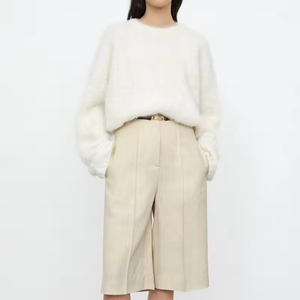 OEM Conception Personnalisée Logo <span class=keywords><strong>Pull</strong></span> Ras Du Cou Tricot Stretch Femmes Hommes Long Poilu Tricoté Fuzzy Chunky Mélange <span class=keywords><strong>Alpaga</strong></span> Laine <span class=keywords><strong>Pull</strong></span> - Product Image 5
