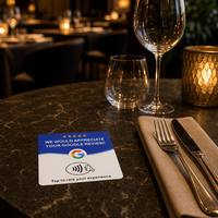 Support de table carré en PVC pour menu, carte NFC Google Review, plaque en PVC avec ruban adhésif au dos