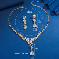 Ensemble de collier de mariée coréen avec boucles d'oreilles en diamant |   Accessoires de robe de mariée en gros