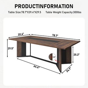 Mesa de Comedor Rectangular Moderna SENYU de Madera con Patas Metálicas para 6-8 Personas, Muebles para el Hogar, Diseño Estable - Product Image 2