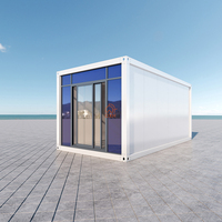 Maison conteneur préfabriquée économique en kit, fabriquée en Chine, avec une pièce de vie et une porte vitrée mobile de 3m
