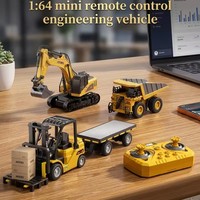 Mini chariot élévateur RC 1:64 avec remorque, grue excavatrice, modèle de camion en alliage, voiture télécommandée 2.4G, véhicule d'ingénierie