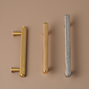 十字滚花橱柜门把手金色黑色实心黄铜抽屉拉厨房家具硬战 - Product Image 1