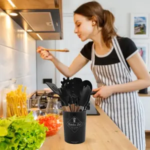 Ensemble de 12 ustensiles de cuisine en silicone avec manche en bois, antiadhésifs, pour casseroles, avec seau de rangement - Product Image 6