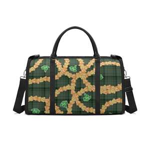 Custom Mokihana Lei Craft stampa on Demand 600D Oxford tessuto nero e marrone borsone borsone pieghevole borsa da viaggio per Unisex - Product Image 4