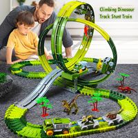 Circuit de Course Électrique Dinosaure avec Voitures Lumineuses et Billes Marbre, Jouets Dinosaures, Piste Flexible pour Enfants