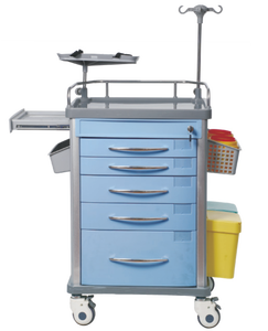 Chariot d'urgence hospitalier ABS à <span class=keywords><strong>5</strong></span> <span class=keywords><strong>tiroirs</strong></span>, chariot mobile pour médicaments avec poteau porte-perfusion, roulettes silencieuses, <span class=keywords><strong>tiroirs</strong></span> verrouillables, garantie 1 an - Product Image 2