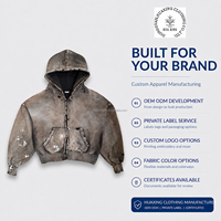Sudaderas con capucha y cremallera para hombre, estilo lavado y desgastado, con salpicaduras de pintura, estilo urbano, con logotipo personalizado, fabricante OEM ODM de marca privada