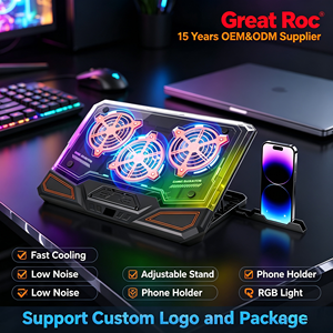 <span class=keywords><strong>Support</strong></span> de refroidissement pour <span class=keywords><strong>ordinateur</strong></span> <span class=keywords><strong>portable</strong></span> à faible bruit avec 3 ventilateurs RGB, réglable sur 6 niveaux, avec <span class=keywords><strong>support</strong></span> de téléphone pour ordinateurs portables de 10 à 17 pouces - Product Image 2