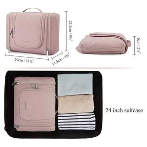 Bolsa de Aseo Colgante para Viaje con Rotación de 360° °   Gancho metálico, bolsillos separados para ropa húmeda y seca, compartimentos de malla, material de PVC para una fácil limpieza - Product Image 3