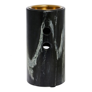 حجر ش حديث أسود أسطوانة قابلة للتركيب رخام وحامل رخام بخور مبخرة - Product Image 3