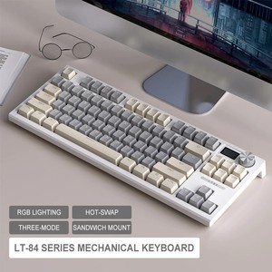 Teclado Mecánico Langtu LT84 <span class=keywords><strong>TKL</strong></span> de 84 Teclas, Teclas PBT Intercambiables en Caliente, RGB Inalámbrico Tri-Modo, Interruptor Sea Air con Perilla y Pantalla - Product Image 4
