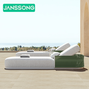 Lit de repos de luxe mobilier d'extérieur lit de bronzage mobilier au bord de la piscine chaises longues d'extérieur en aluminium meubles de patio en métal chaise longue en corde - Product Image 3