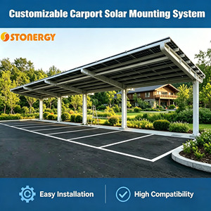 Système de montage de carport solaire en acier galvanisé à chaud robuste, structure de montage imperméable pour abri de stationnement photovoltaïque - Product Image 1