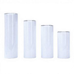 Gobelet isotherme blanc droit de 20 oz en acier inoxydable vierge pour sublimation, avec couvercle et paille, idéal pour les voyages - Product Image 4