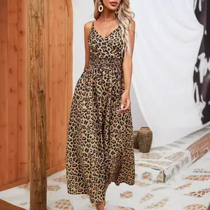 Spring And Fall Women's New Long Sleeve Slim Leopard Print Dress Women Slip Dress