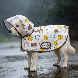 도매 애완동물 레인웨어 고품질 야외용 네발개 강아지 우비 후드 탈부착 가능 방수 강아지 재킷 견인 버클 포함 - Product Image 2