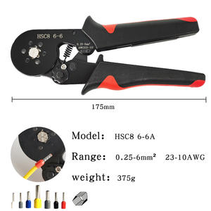 Europäische Rohr klemme HSC8 6-6A 1900 Isolation Crimp zange Set Manuelles Werkzeug mit schwarzem rotem Griff Schwarzer Kopf aus Stahl - Product Image 2